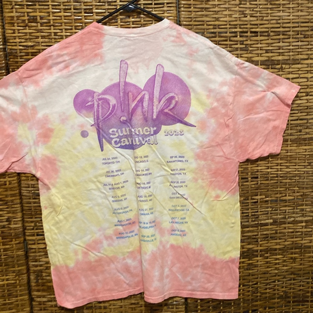 NWOT Pink Summer Carnival 2023 pink, yellow purple Tie-Dye T-Shirt XXL - Picture 2 of 3